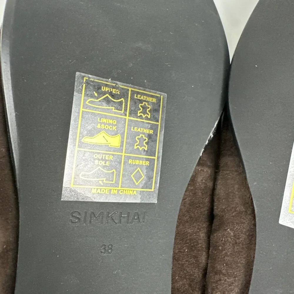 Simkhai Danna Suede Loafer Brown Ruched Heel Penny Flat Slip On Classic 38 7.5‎